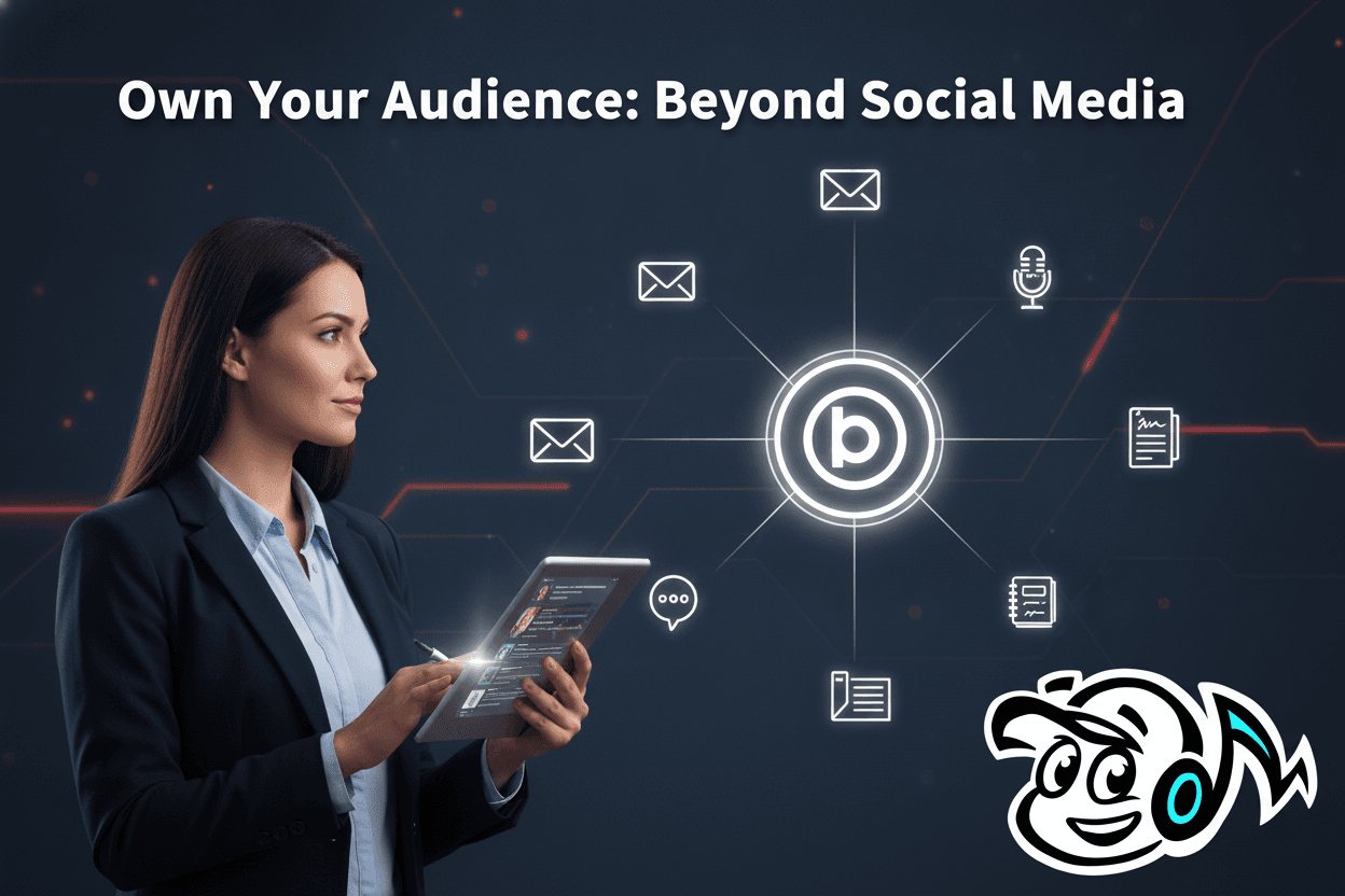 An entrepreneur building a strong, engaged audience across owned channels like email and podcasts, moving beyond social media reliance.