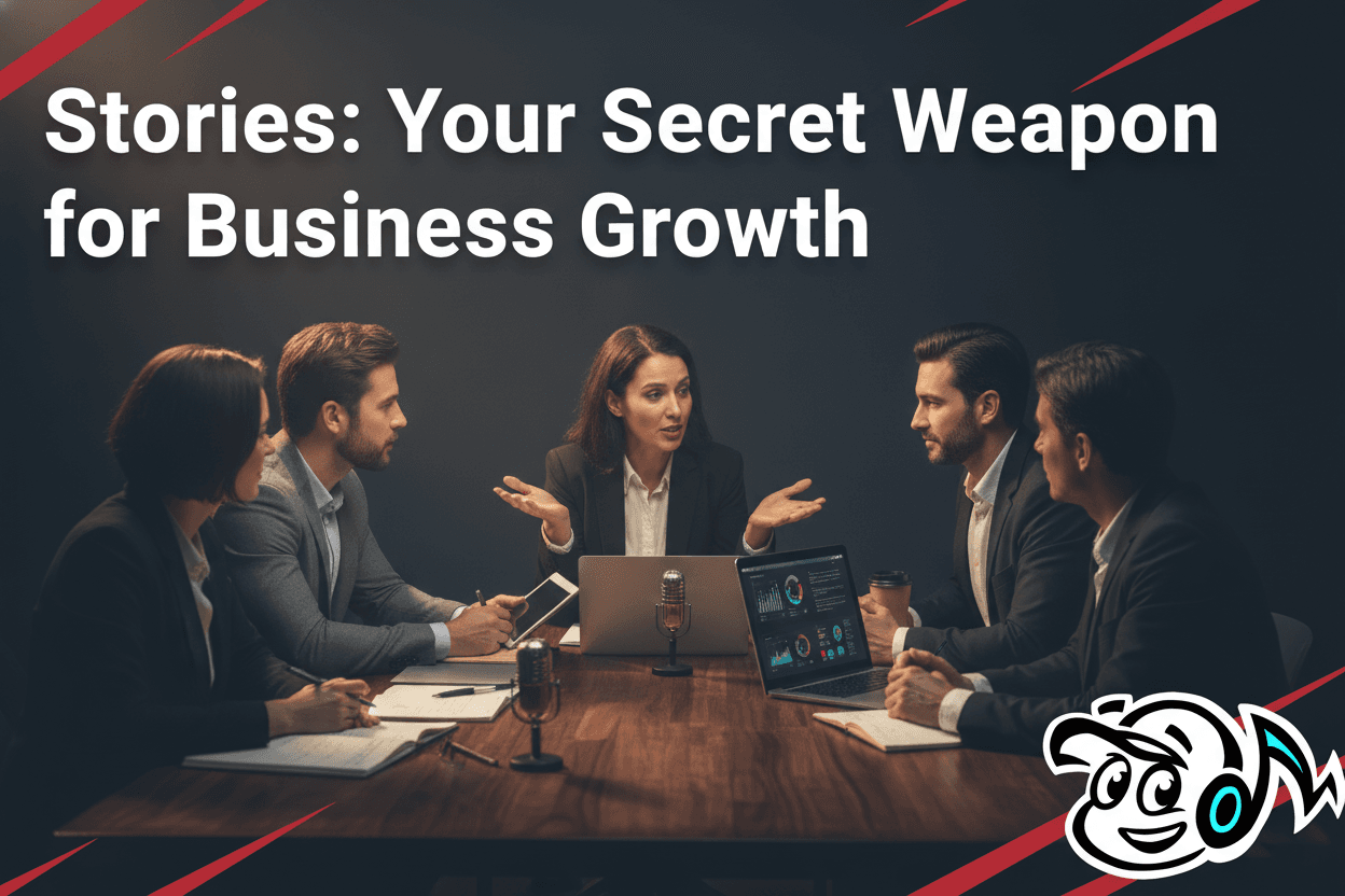 Professionals engaged in a business storytelling session, building connection and credibility through shared narratives.
