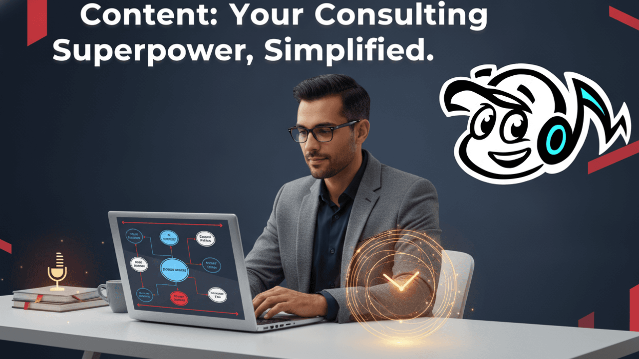 A busy consultant efficiently managing a content calendar on a laptop, demonstrating consistent content creation strategies.