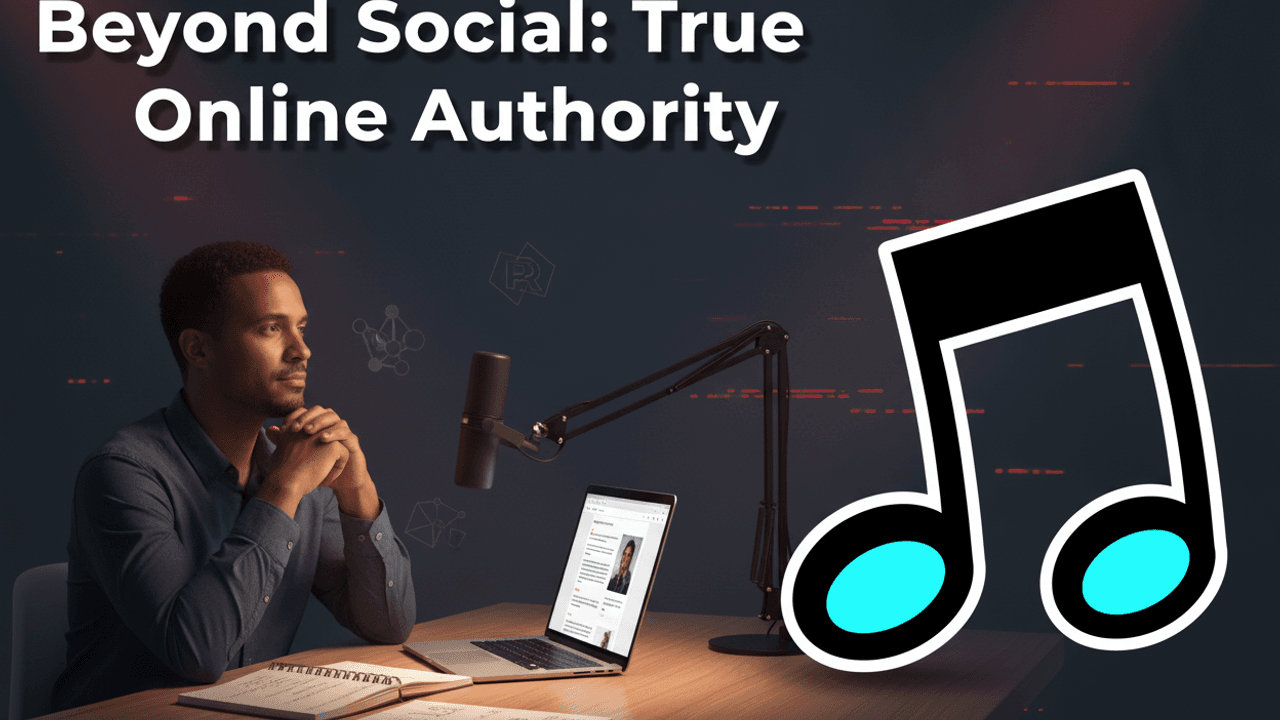 A founder building a credible online presence beyond social media, focusing on strategic content and authority.