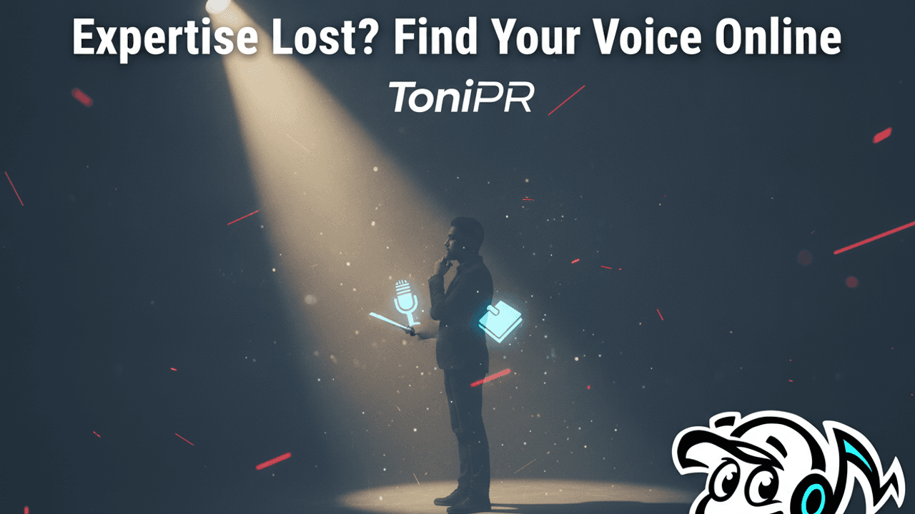 A consultant's silhouette emerging from digital fog, symbolizing expertise gaining visibility online.