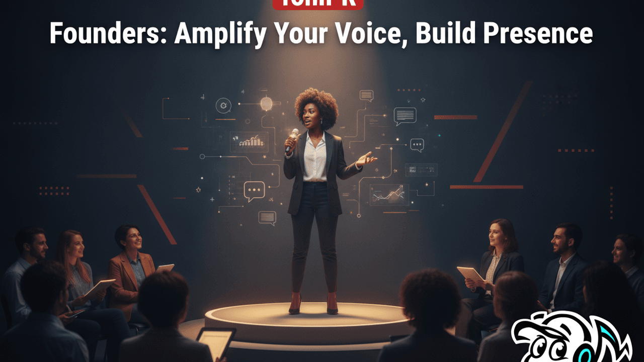 A founder confidently speaking, representing public presence and thought leadership.