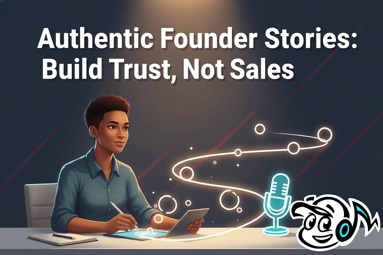 A founder thoughtfully crafting their authentic brand story, symbolizing connection and trust in PR.
