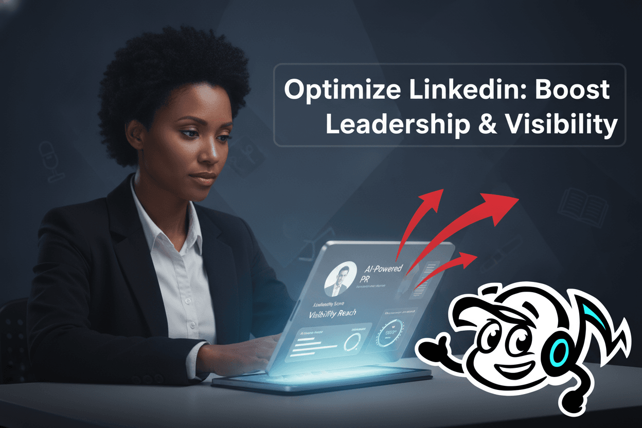 Business leader optimizing their LinkedIn profile on a tablet, symbolizing strategic professional growth and enhanced visibility.
