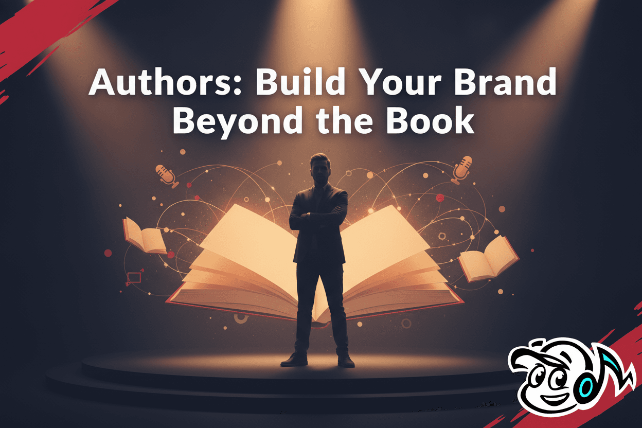Author building personal brand beyond book title, showing thought leadership and digital presence.
