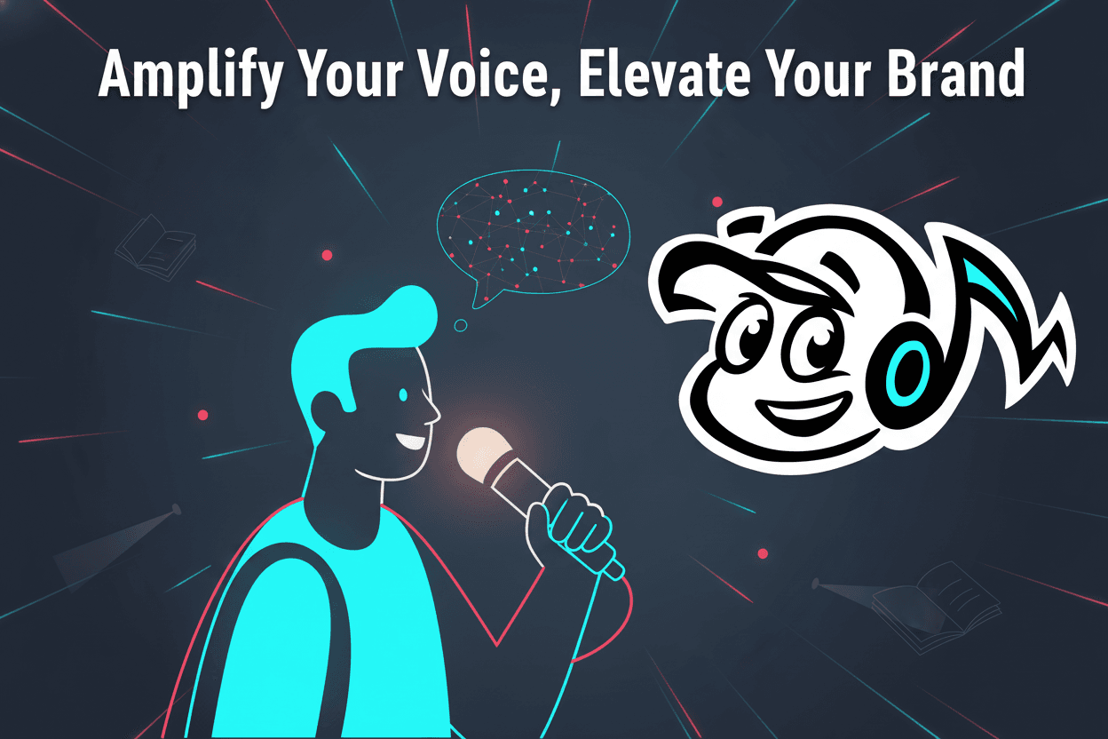 An entrepreneur confidently speaking, symbolizing building a public voice and thought leadership.