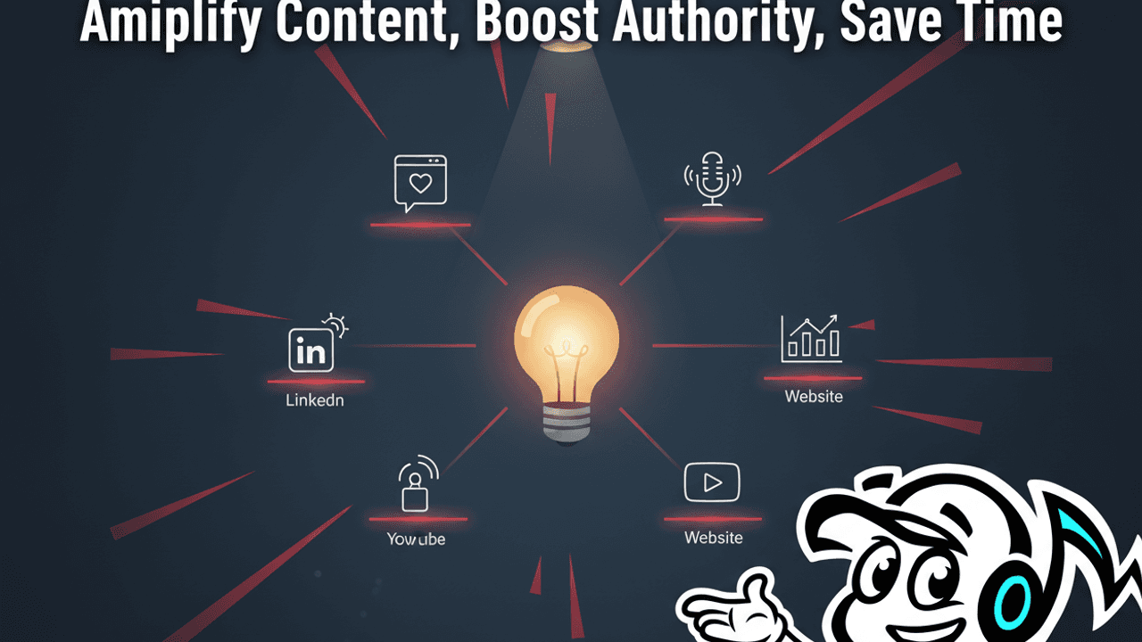 Illustration showing a central piece of content transforming into various digital formats and spreading across multiple platforms, symbolizing content repurposing for maximum reach and efficiency.