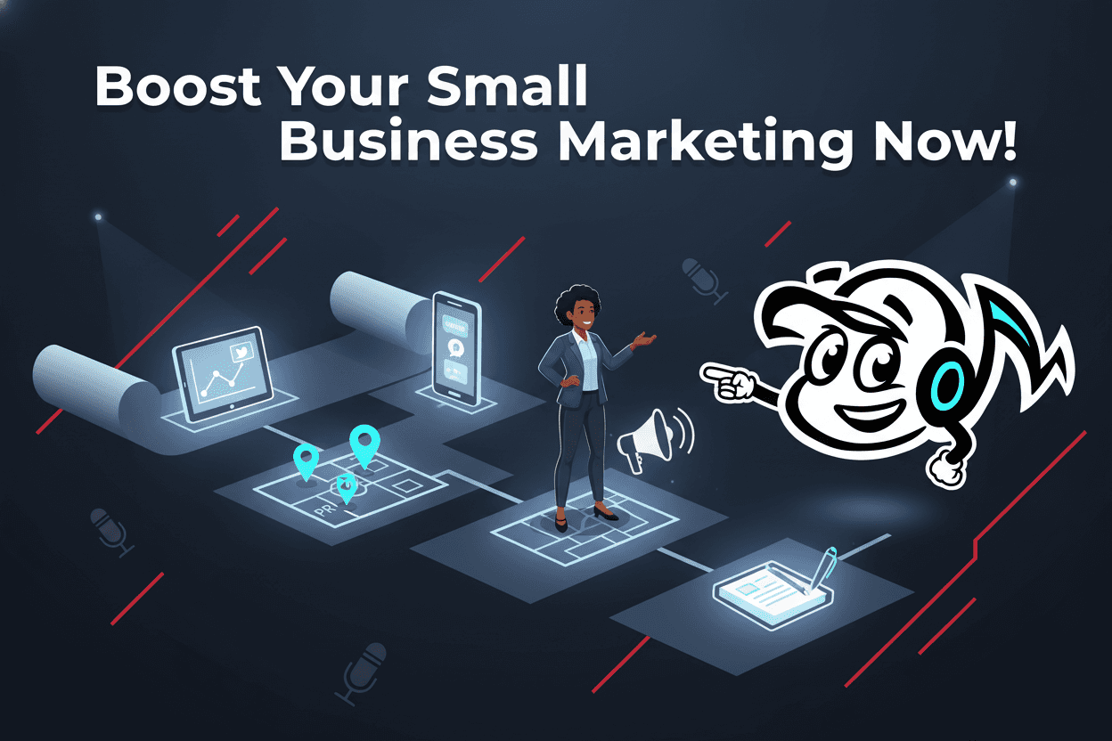 Small business owner implementing digital marketing strategies for growth.