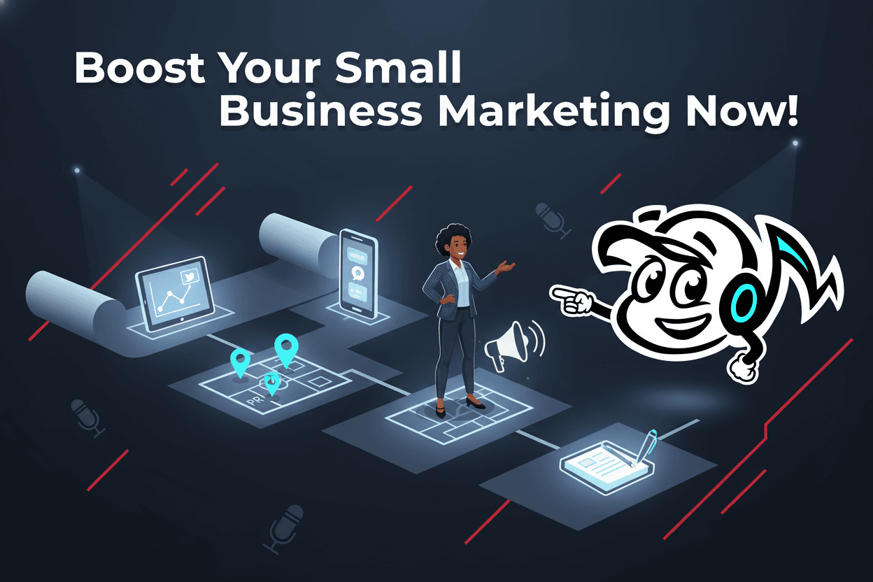 Small business owner implementing digital marketing strategies for growth.