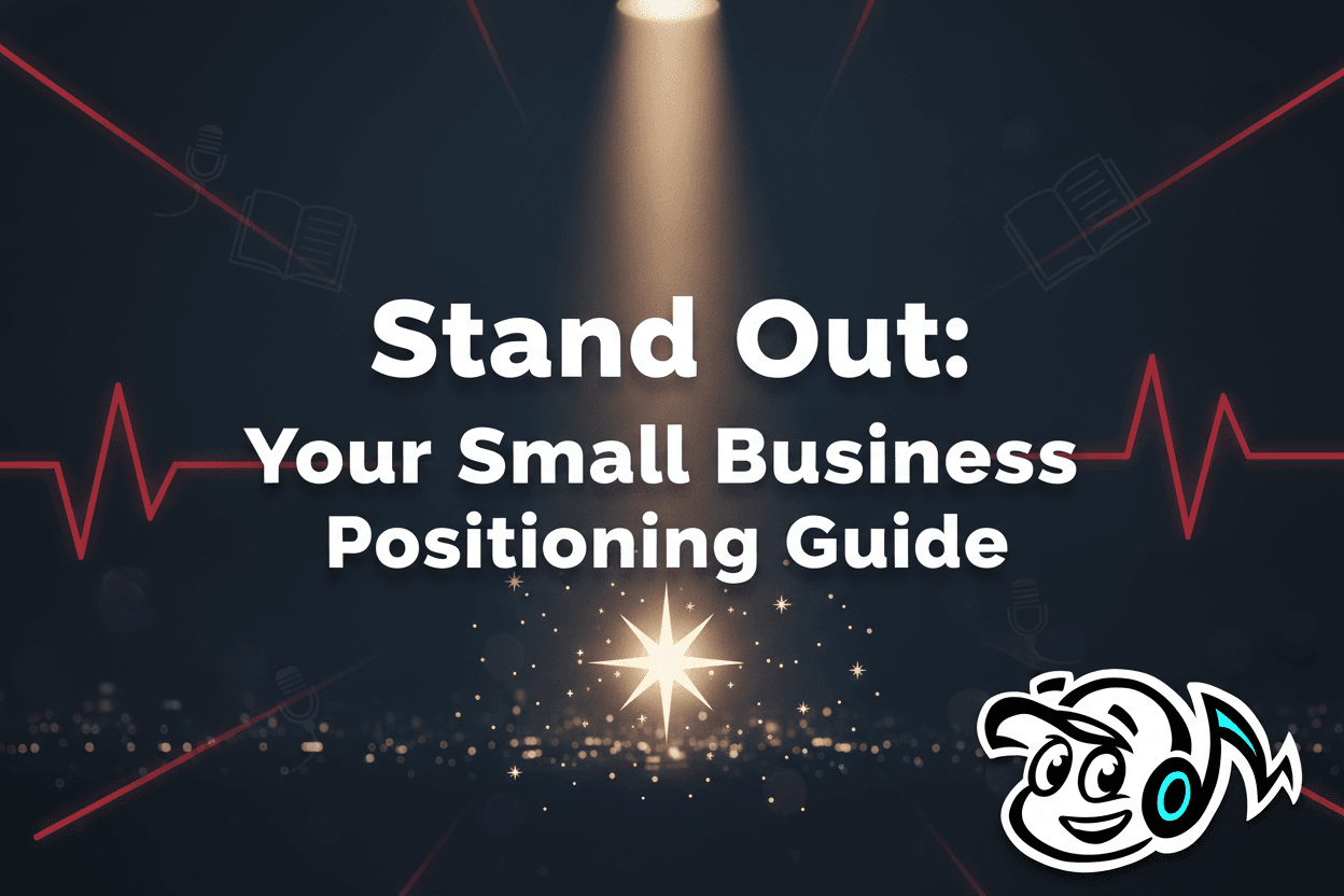 A small business owner confidently navigating a busy market, symbolizing strong positioning and differentiation strategies.